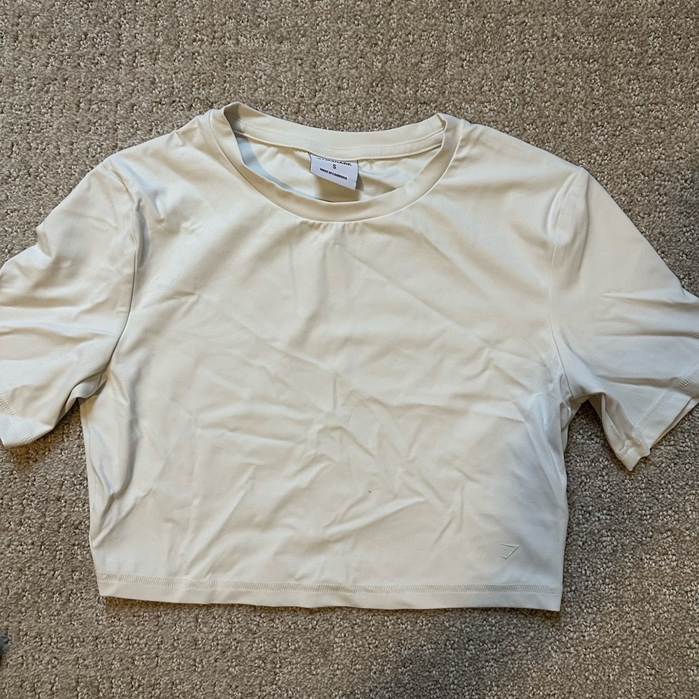 Gymshark X Whitney Skylight White Short Sleeve Crop Top LIKE NEW